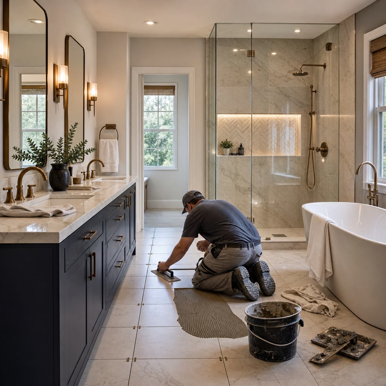 Premium bathroom remodeling project with modern finishes